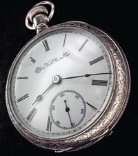 18 size Elgin pocket watch, roman numeral dial